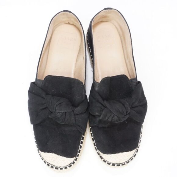 KAARI BLUE Black Suede Thick Espadrilles Slip Ons - Picture 2 of 9